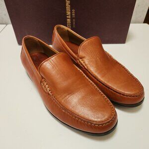 Johnston & Murphy Mens Cresswellven Cognac Leather Loafers Size 8.5M